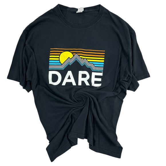 Y2K DARE Sunset Mountains T-Shirt Unisex Sz Large Black D.A.R.E. Cotton Tee - Picture 6 of 6